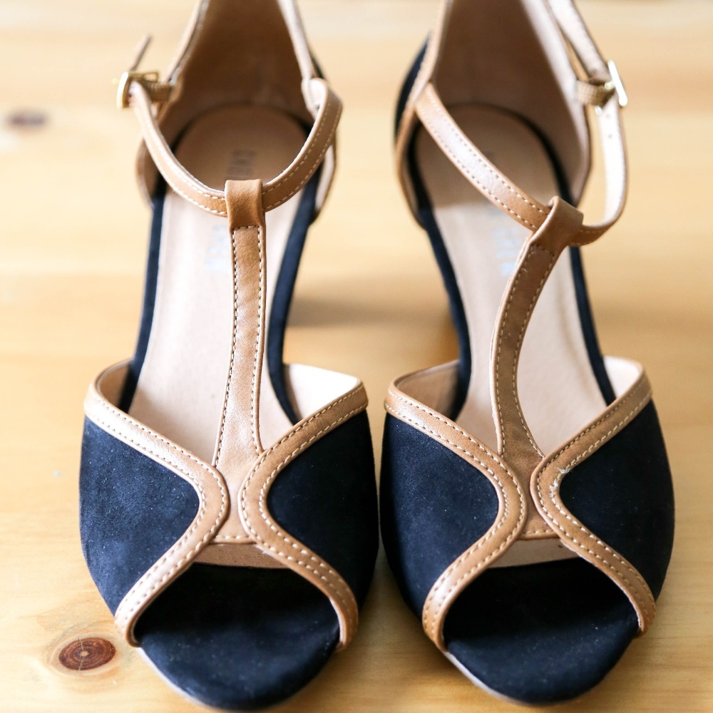 Chelsea Crew Black T-Strap Heels